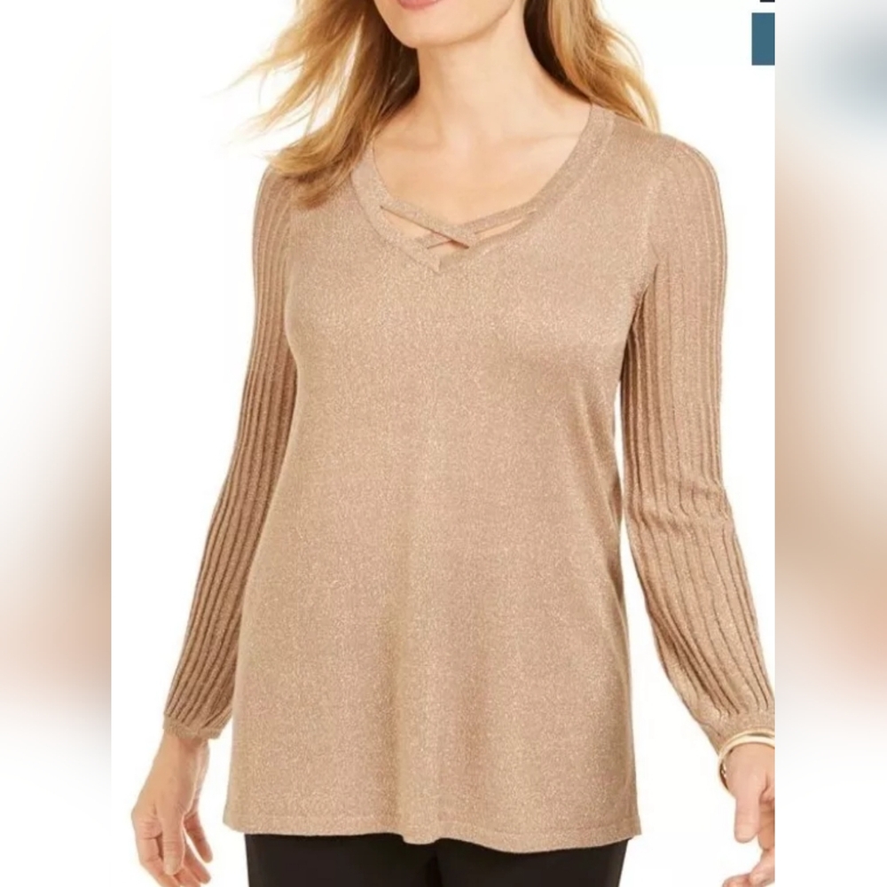 JM Collection Size PXL Women's Evening Sweater Gold